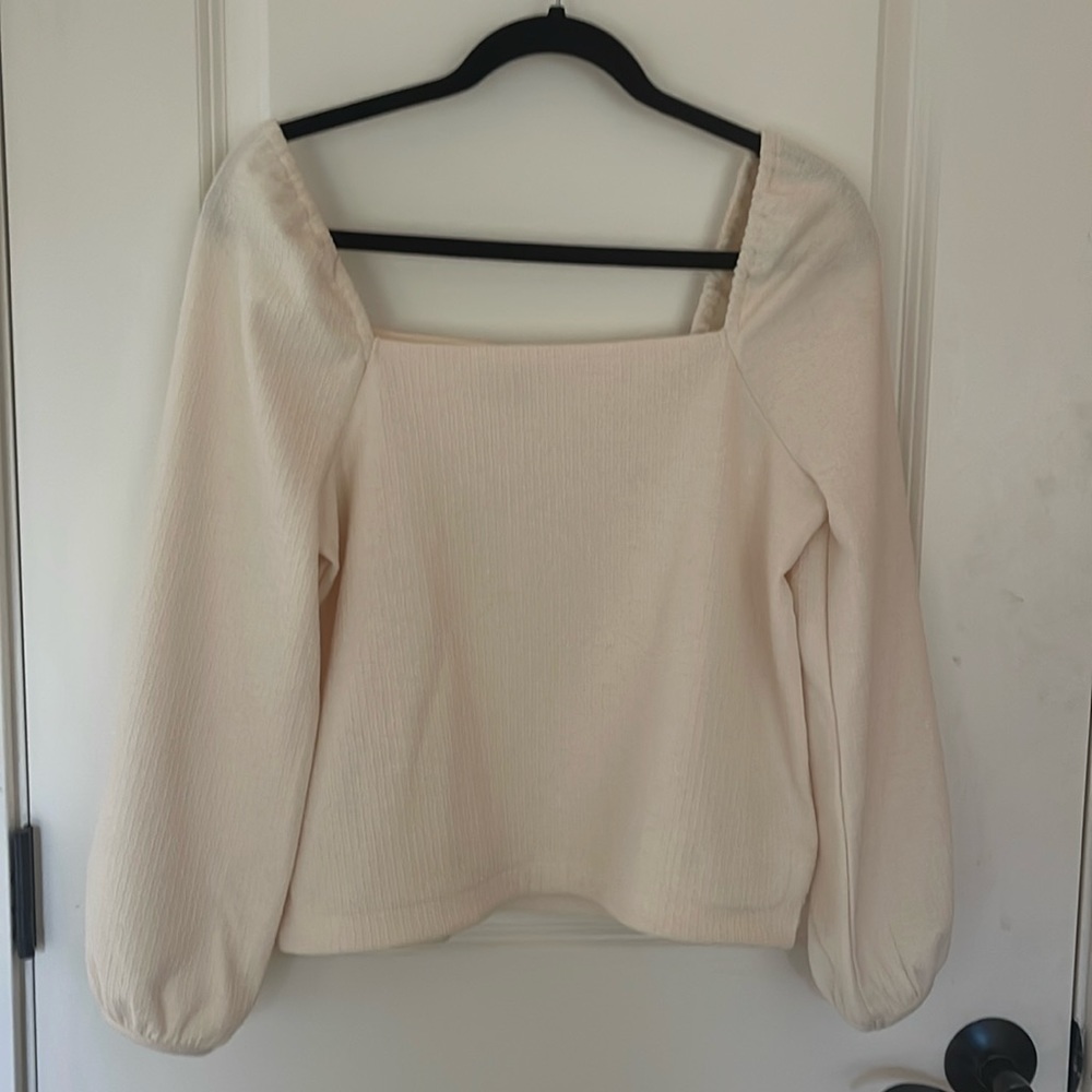 Madewell Crepe Square-Neck Puff-Sleeve Top
